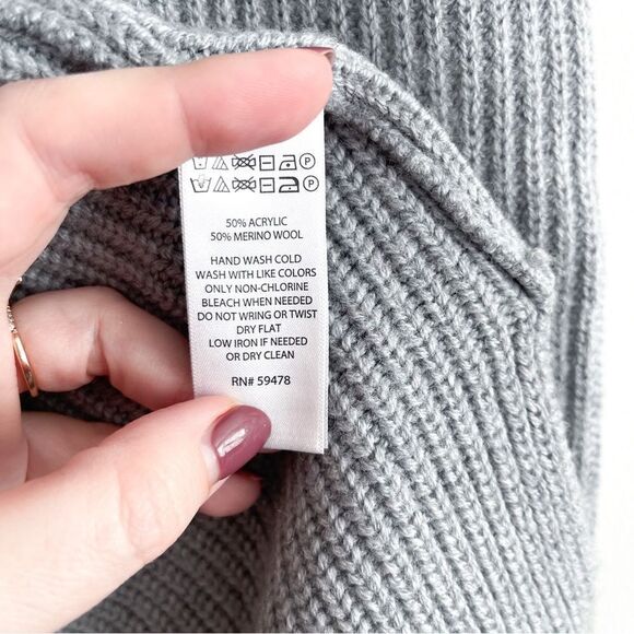 Tahari Open Cardigan Sweateer Gray Wool Blend Long Line Women's M Ribbed Knit - Picture 5 of 9